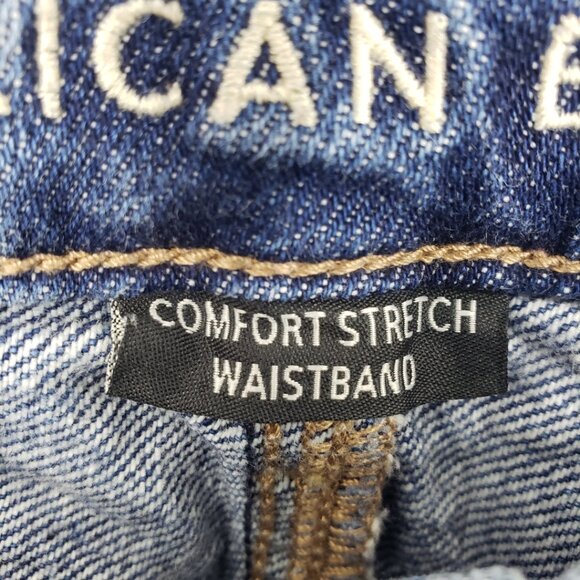 American Eagle 90s Flare Distressed Jeans 2 Womens Cropped Frayed Raw Hem Blue - Picture 10 of 10